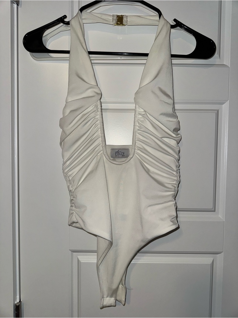 Oh Polly White Low Cut Bodysuit - Size 0